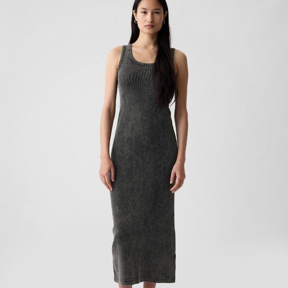 GAP - Rib Midi Tank Dress in Medium Blue Indigo - Picture 2 of 10
